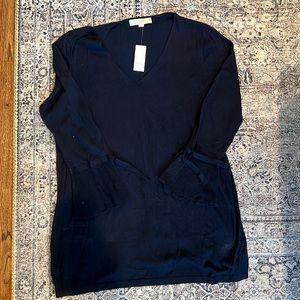 NWT Loft Navy Blue V Neck Maternity Sweater size Large